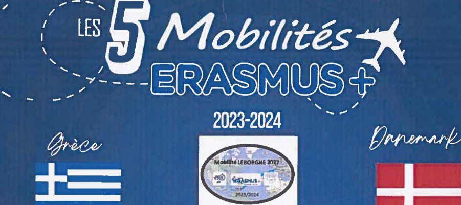 Affiche des cinq mobilités 2023-2024 : Grèce, Danemark, Pays-Bas, Italie, Espagne