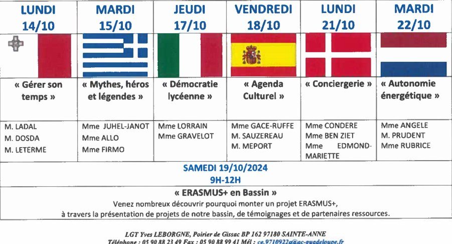 Semaine Erasmus+ d’octobre 2024 : un jour, un projet, un pays