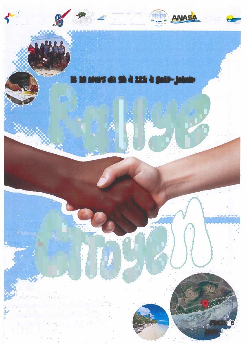 Affiche du Rallye citoyen : la poignée de main, geste des partenariats accueillis au lycée